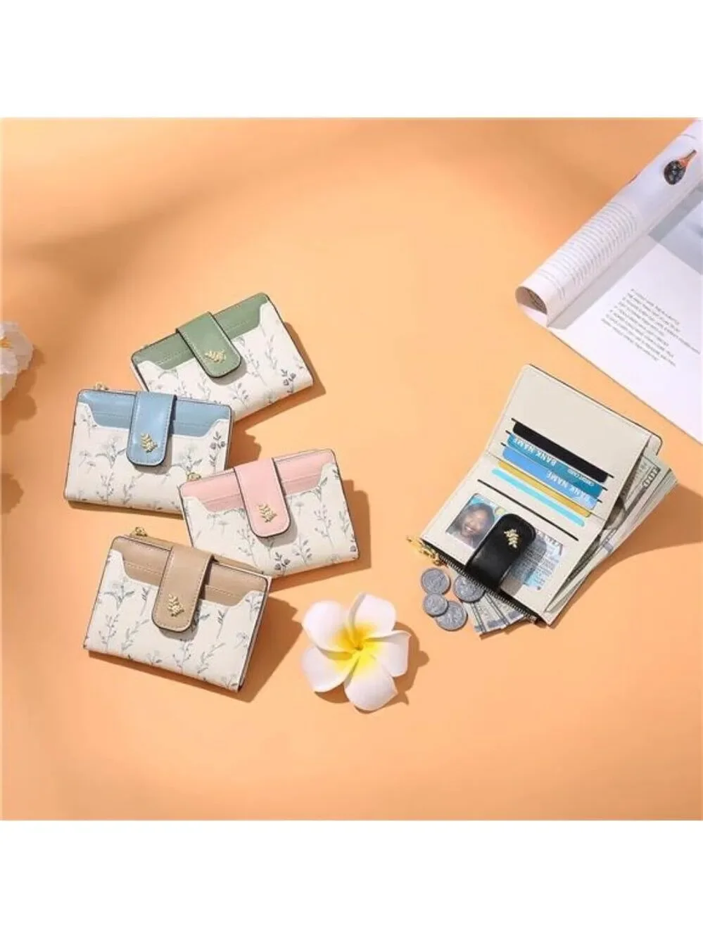 Small Womens Wallet RFID Leather Bifold Zipper Credit Card Holder Purse